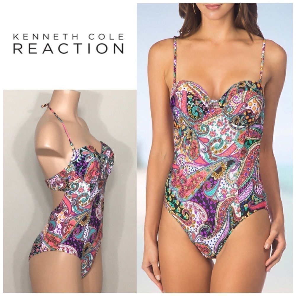 Kenneth Cole paisley tummy control swimsuit.
